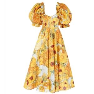 Selkie Yellow Floral Midi Dress